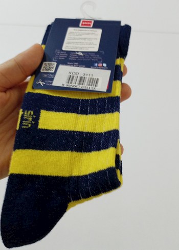 Sarı Lacivert Çizgili Erkek Çorapları - Görsel 7