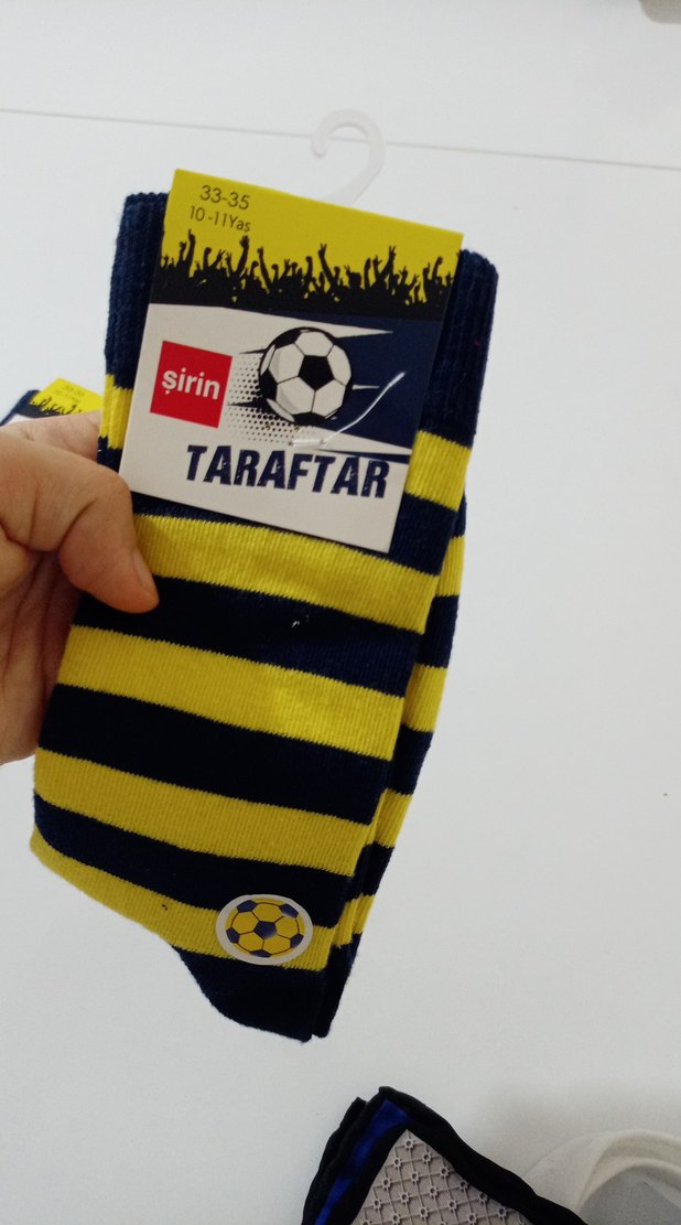 Sarı Lacivert Çizgili Erkek Çorapları - Görsel 2