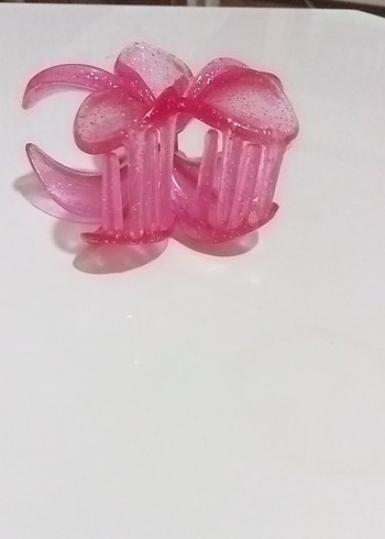 Pembe Şeffaf Çiçek Figürlü Saç Tokası - Görsel 4