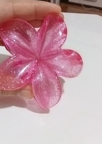 Pembe Şeffaf Çiçek Figürlü Saç Tokası - Görsel 6