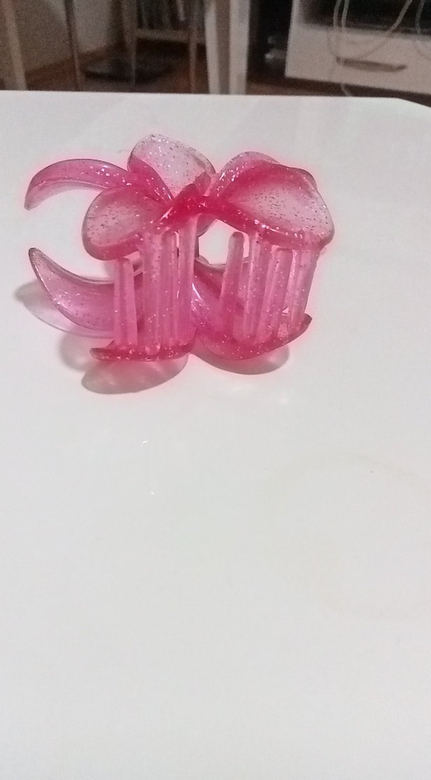 Pembe Şeffaf Çiçek Figürlü Saç Tokası - Görsel 4