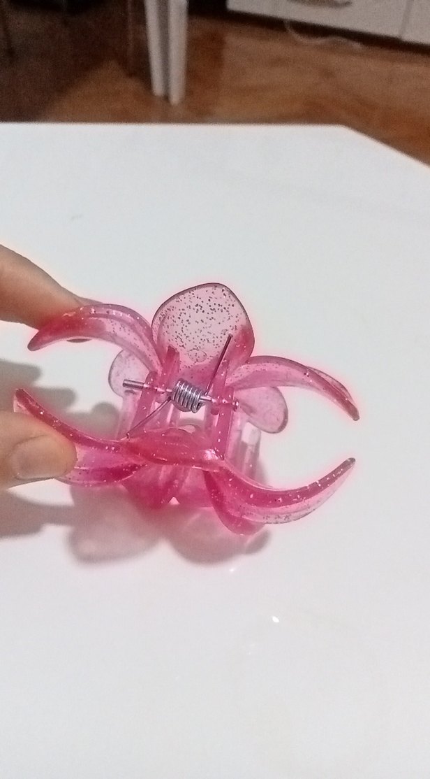 Pembe Şeffaf Çiçek Figürlü Saç Tokası - Görsel 2