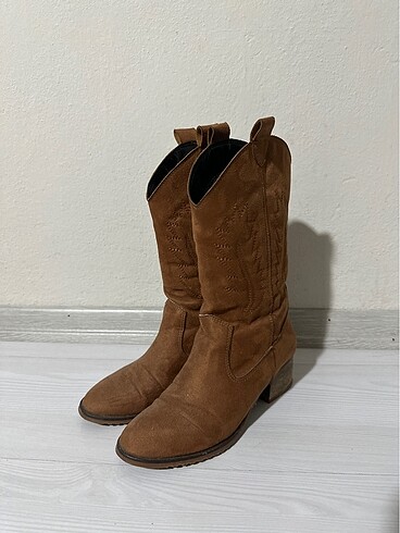 Taba rengi kovboy süet çizme