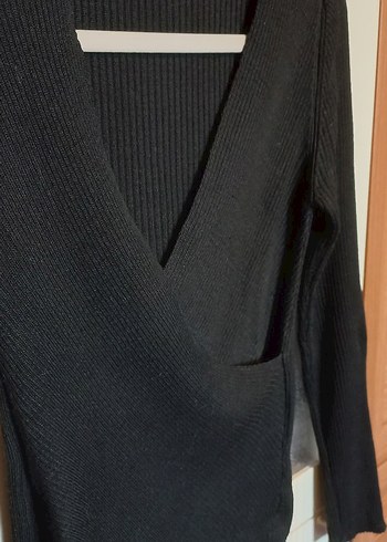 Siyah V Yaka Triko Kadın Kazak - Görsel 2