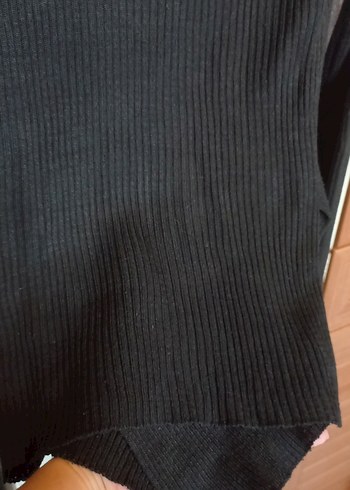 Siyah V Yaka Triko Kadın Kazak - Görsel 6