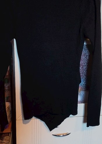 Siyah V Yaka Triko Kadın Kazak - Görsel 5