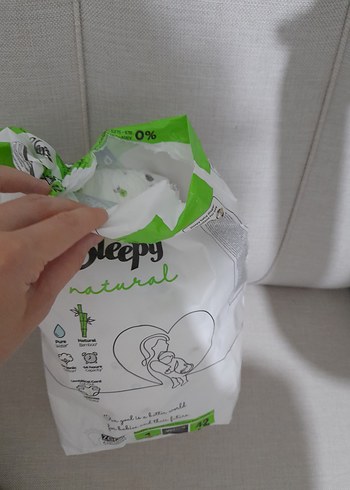 0 Beden: 1+ kg Beden Sleepy Natural Yenidoğan Bebek Bezi 42'li (18 adet kaldi)