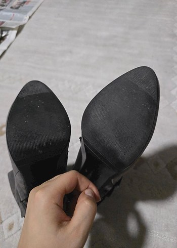 36 Beden gri Renk Gri Süet Stiletto Topuklu Kadın Bot