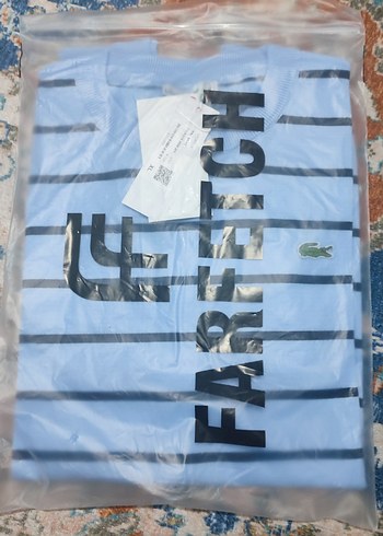 xl Beden mavi Renk Lacoste Erkek Mavi Çizgili Kısa Kollu Tişört