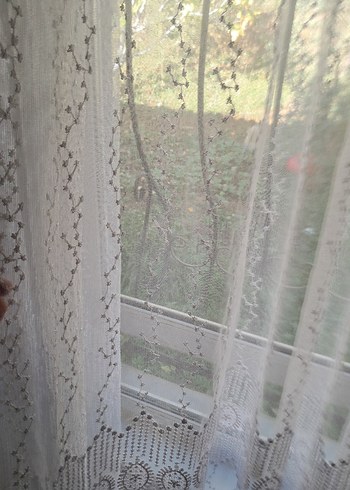 İşlemeli Beyaz  Tül Perde - Görsel 4