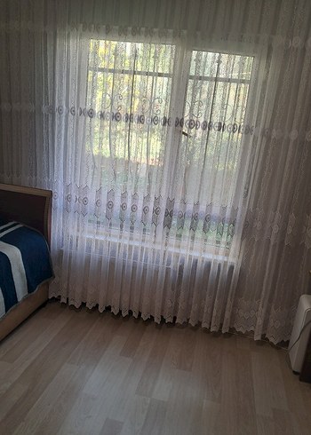 İşlemeli Beyaz  Tül Perde - Görsel 2