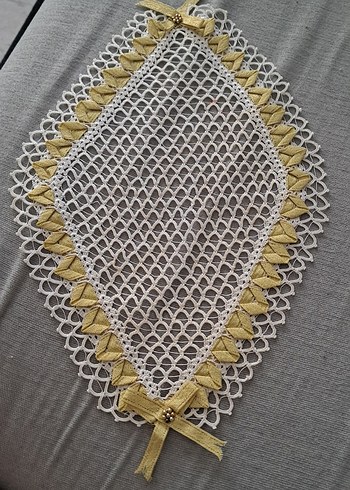 El İşi Sarı Fiyonk Detaylı Dantel Örtü - Görsel 2