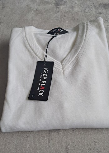 Keep Black Beyaz Kadın Pamuklu Kazak - Görsel 2