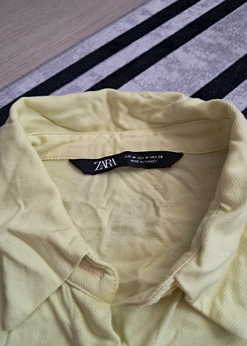 m Beden sarı Renk Sarı Düğmeli Keten Kadın Gömlek