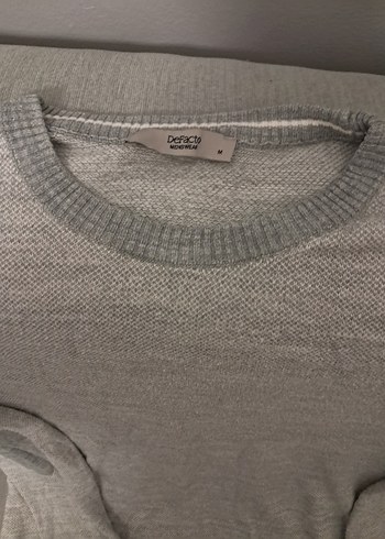 erkek Gri Uzun Kollu Örgü Yün Kazak - Görsel 2