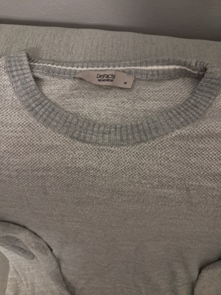 erkek Gri Uzun Kollu Örgü Yün Kazak - Görsel 2