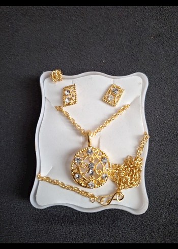 İşlemeli Zincir Detaylı Altın Takı Seti - Görsel 2