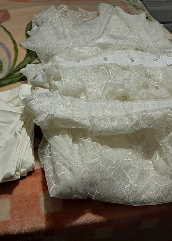 Beyaz Nakışlı Bohem Perde 150 en 250 boy sik pile - Görsel 3