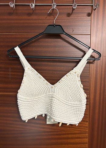 Nakışlı Beyaz Mini Bohem Bralet - Görsel 2
