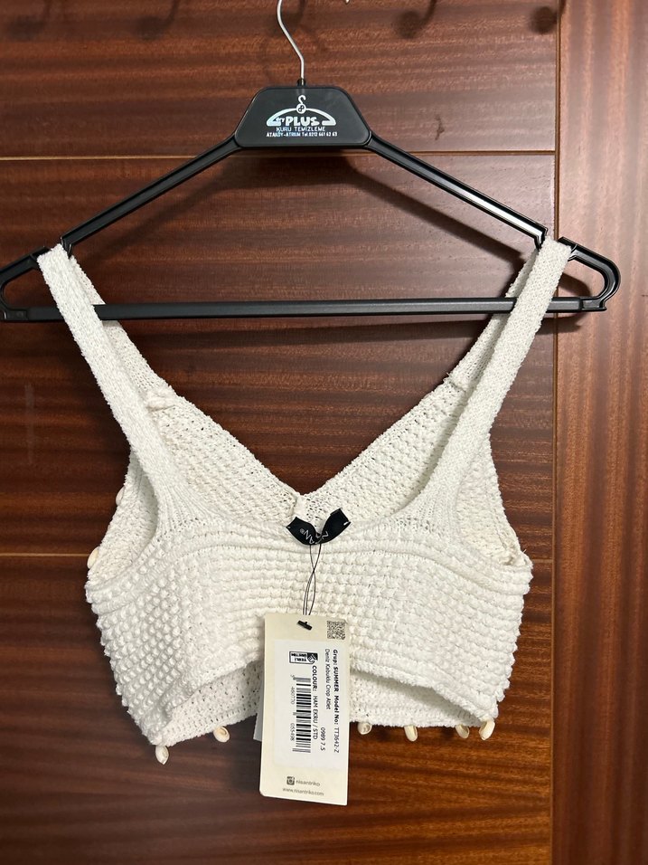 Nakışlı Beyaz Mini Bohem Bralet - Görsel 3