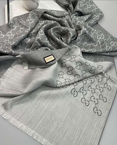 Gucci yün ipek şal orta gri