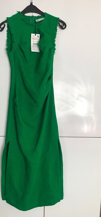 s Beden yeşil Renk Zara uzun yeşil tüvit elbise
