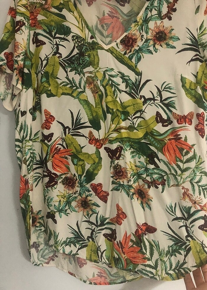 H&M markalı desenli bluz - Görsel 2