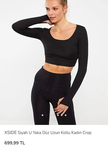 Lcw Siyah Uzun Kollu Crop Üst