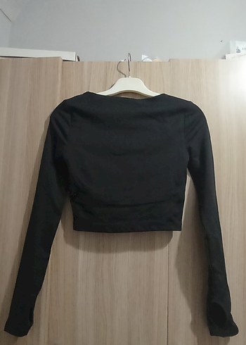s Beden siyah Renk Lcw Siyah Uzun Kollu Crop Üst