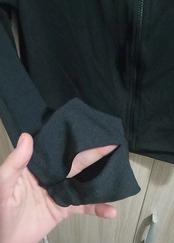 m Beden siyah Renk Siyah Fermuarlı Parmak Geçmeli Üst