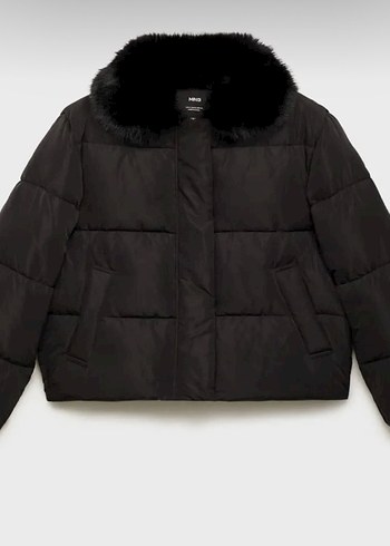 Mango Siyah Kürklü Kadın Kışlık Mont ANORAK