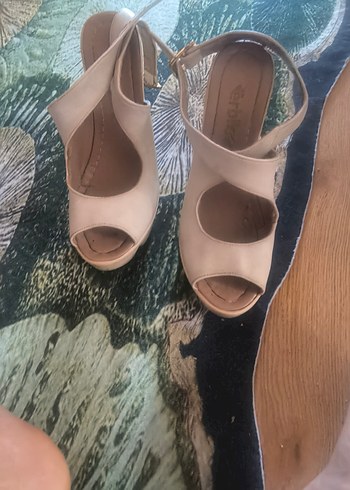 krem renk  Topuklu Kadın Ayakkabı - Görsel 5