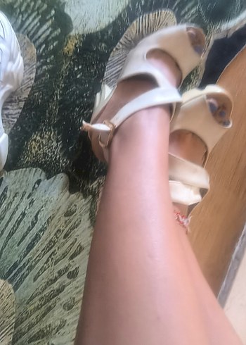 krem renk  Topuklu Kadın Ayakkabı - Görsel 3