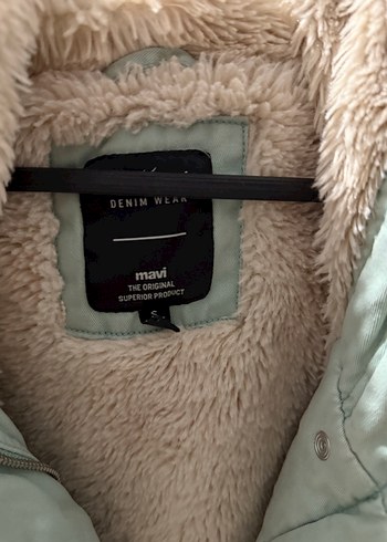 Su yeşili Peluş Detaylı Midi Kadın mont kaban - Görsel 2