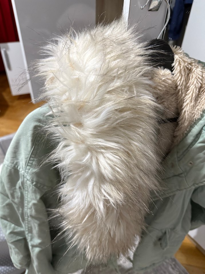 Su yeşili Peluş Detaylı Midi Kadın mont kaban - Görsel 3