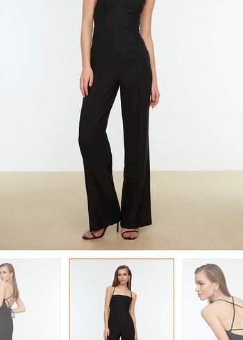 Siyah askılı Uzun Kadın Tulum - Görsel 2