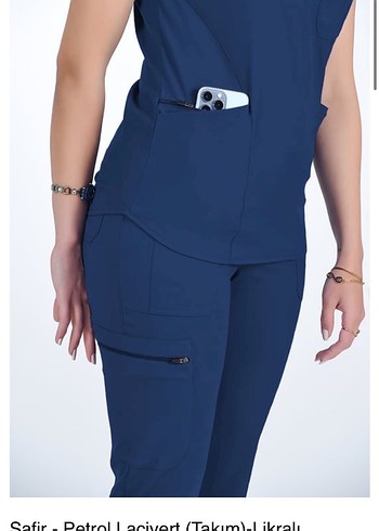 V Yaka Kısa Kollu Lacivert Kadın forma - Görsel 2
