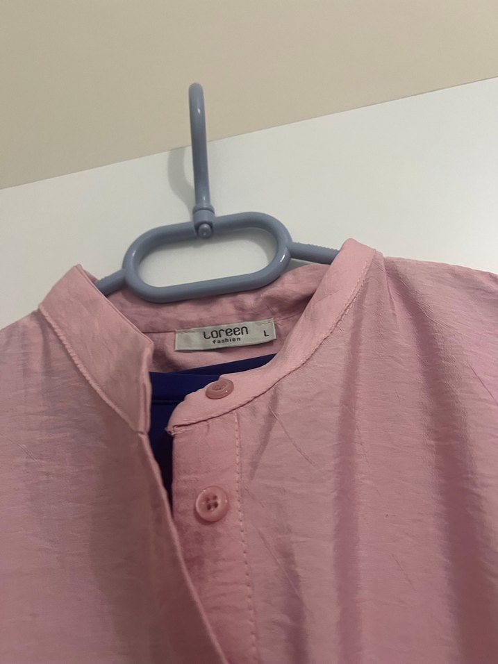 Pembe Kemerli Uzun Keten Elbise - Görsel 2