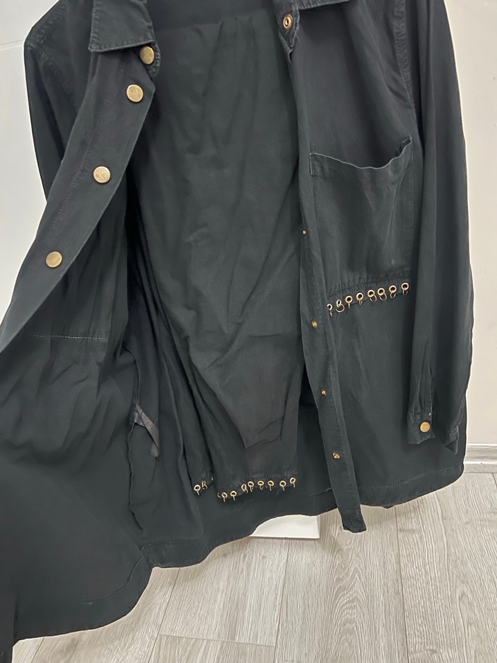 Düğmeli Siyah Kadın Kot Ceket - Görsel 3