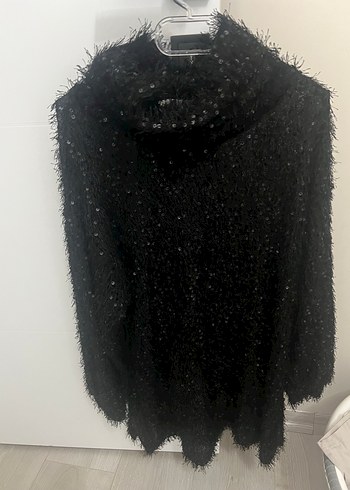 Siyah Kürklü Uzun Boğazlı Kadın Kazak - Görsel 2