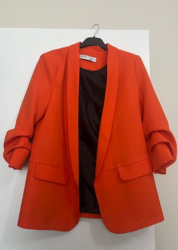 Düğmeli Kırmızı Kadın Blazer Ceket - Görsel 2