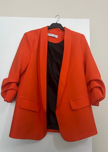 Düğmeli Kırmızı Kadın Blazer Ceket - Görsel 3