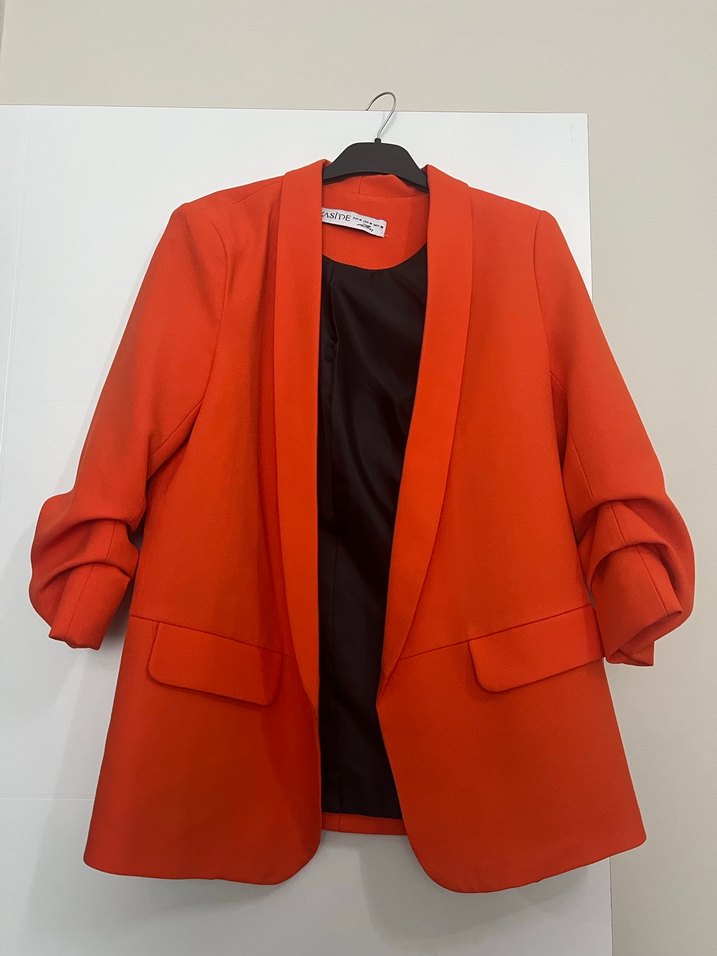 Düğmeli Kırmızı Kadın Blazer Ceket - Görsel 2