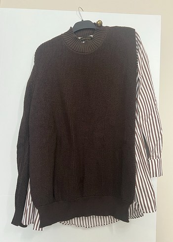 Kadın Kahverengi Oversize Triko Kazak - Görsel 2