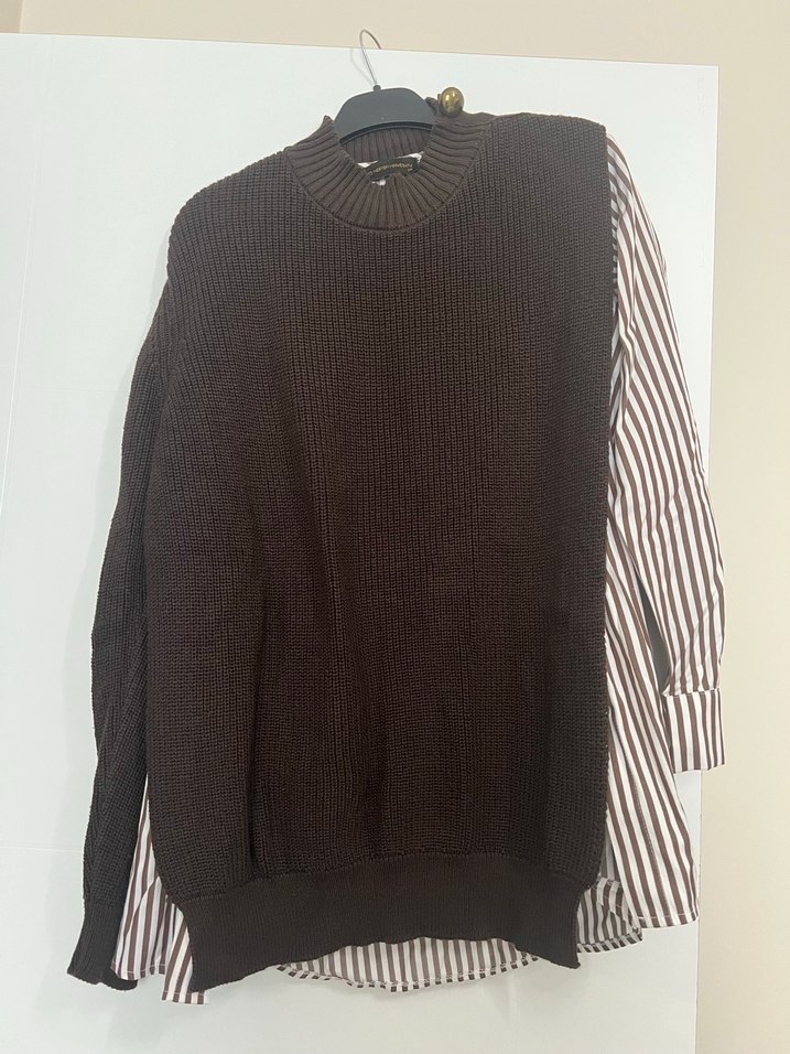 Kadın Kahverengi Oversize Triko Kazak - Görsel 2