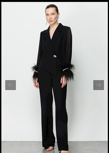 Siyah Uzun kolları tüylü tulum - Görsel 3