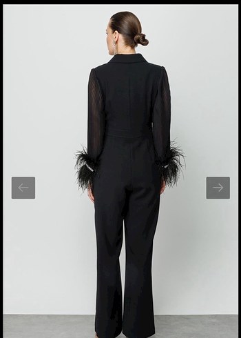 Siyah Uzun kolları tüylü tulum - Görsel 8