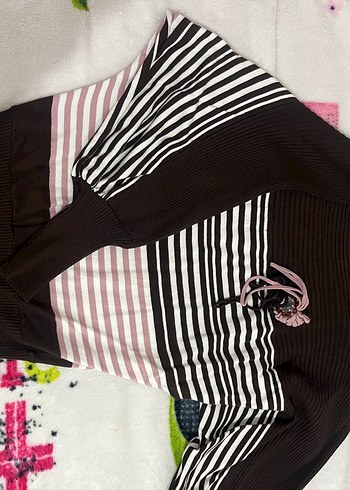 Pembe Çizgili Kadın Bluz - Görsel 2