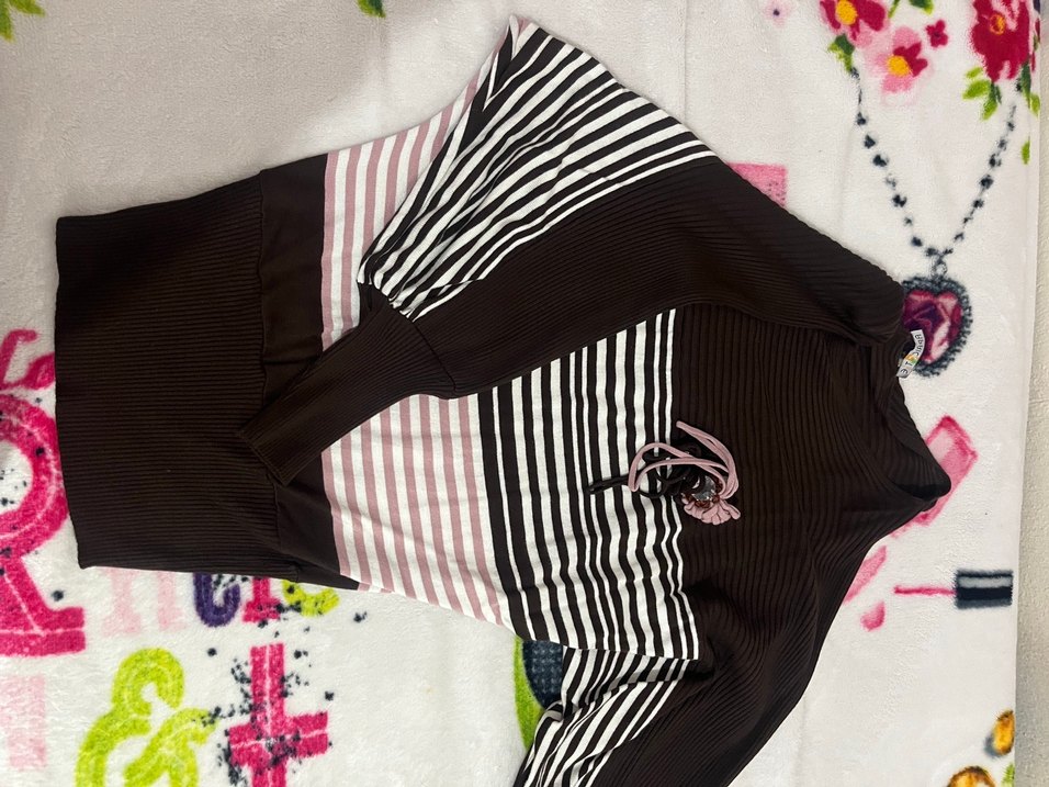 Pembe Çizgili Kadın Bluz - Görsel 2