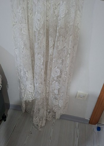 Dantel Detaylı Uzun Beyaz gelinlik - Görsel 2